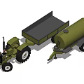 Military Green Tractor With Fuel Tank Trailer For Utility Transport