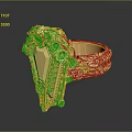 Elegant Gold Ring With Intricate Floral Carvings And Ornate Decorative Details