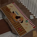 Square Rug With Cartoon Puppy Pattern And Striped Design For Bedroom Floor