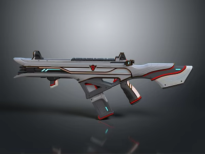 Futuristic Sci Fi Gun Design With White Red Accents And Blue Light Details 3d model
