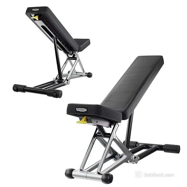 Sturdy Adjustable Weight Bench with Black Padded Seat Steel Frame Multiple Positions 3d model 