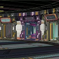 Futuristic Sci-Fi Interior Scene With Metallic Walls Glowing Panels Tech Inspired Doors And Geometric Floors