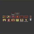 Colorful Building Block Model Structures With Red Green Gray Components And Various Shapes