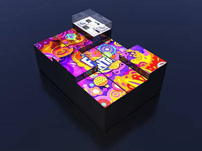 Vibrant Colorful Patterned Display Shelves With Artistic Modern Design 3d model