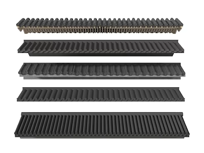 High Quality Black Metal Building Components With Various Designs Ribbed And Slotted Patterns 3d model