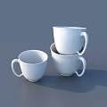 Simple White Ceramic Tableware Set With Three Stacked And Single Mugs