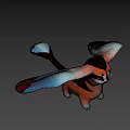 Cute Game Movie Character With Large Ears Orange Black Body And Blue Details