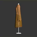 Stylish Orange Long Coat Displayed On White Mannequin With Grey Black Gradient Background 3d model