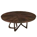 Modern Wooden Coffee Table With Round Top And Unique Geometric Base Structure 3d model