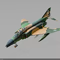 Military Airplane Model with Camouflage Green and Orange Paint and Tail Number 07