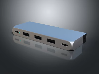 Sleek USB C Hub with Multiple Ports for Phone and Digital Device Connectivity 3d model