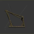 Wooden Swing Structure With Wooden Sticks Planks Ropes And Platform Base