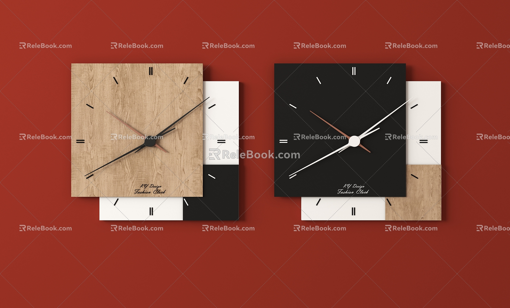 Clock fashion creative mosaic color clock 3d model