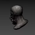Game Movie Character Detailed Head Sculpture With Wrinkled Face And Curly Beard