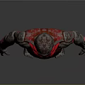 Red And Silver Armored Character 3D Model With Detailed Armor And Shiny Surface