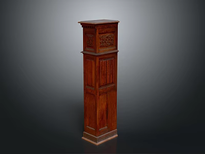 Decorative Wooden Carved Column Furniture With Intricate Design And Layered Structure 3d model