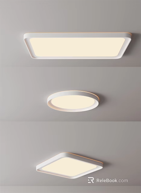 Modern Square and Round Ceiling Lights with Warm White Soft Glow for Interior Ceiling Decoration 3d model 