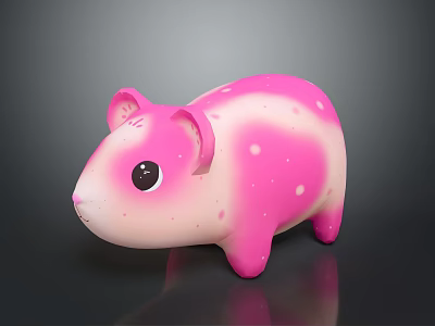 Cute Game Movie Character Pink White Gradient Guinea Pig With White Spots And Black Eyes 3d model