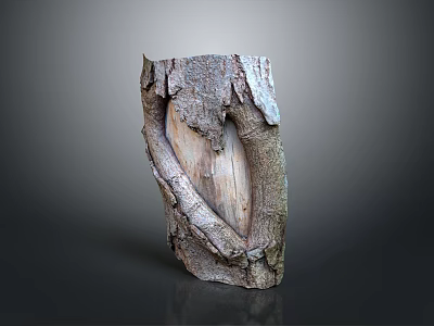 Natural Wood Stone Carved Sculpture With Organic Shape And Textured Surface 3d model