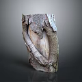 Natural Wood Stone Carved Sculpture With Organic Shape And Textured Surface