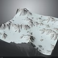 Simulated Terrain On Light Blue Fabric Featuring Light Brown Mountain Patterns And Wrinkled Texture 3d model