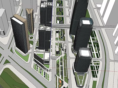 Modern Urban Architectural Complex With High Rise Buildings Roads And Green Spaces 3d model