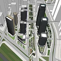 Modern Urban Architectural Complex With High Rise Buildings Roads And Green Spaces