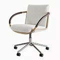 Modern Office Chair with Light Gray Fabric Wooden Armrests and Metal Casters