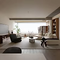 Modern Living Room Interior With Sofa TV Stand Coffee Table Area Rug And Potted Plants