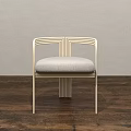 Modern Dining Chair With Curved Wooden Backrest And Gray Upholstered Seat