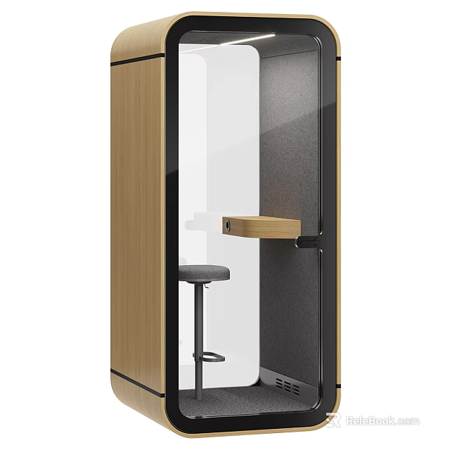 Public Facility Modern Soundproof Pod Interior With Desk And Stool 3d model 