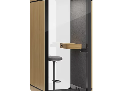 Public Facility Modern Soundproof Pod Interior With Desk And Stool 3d model