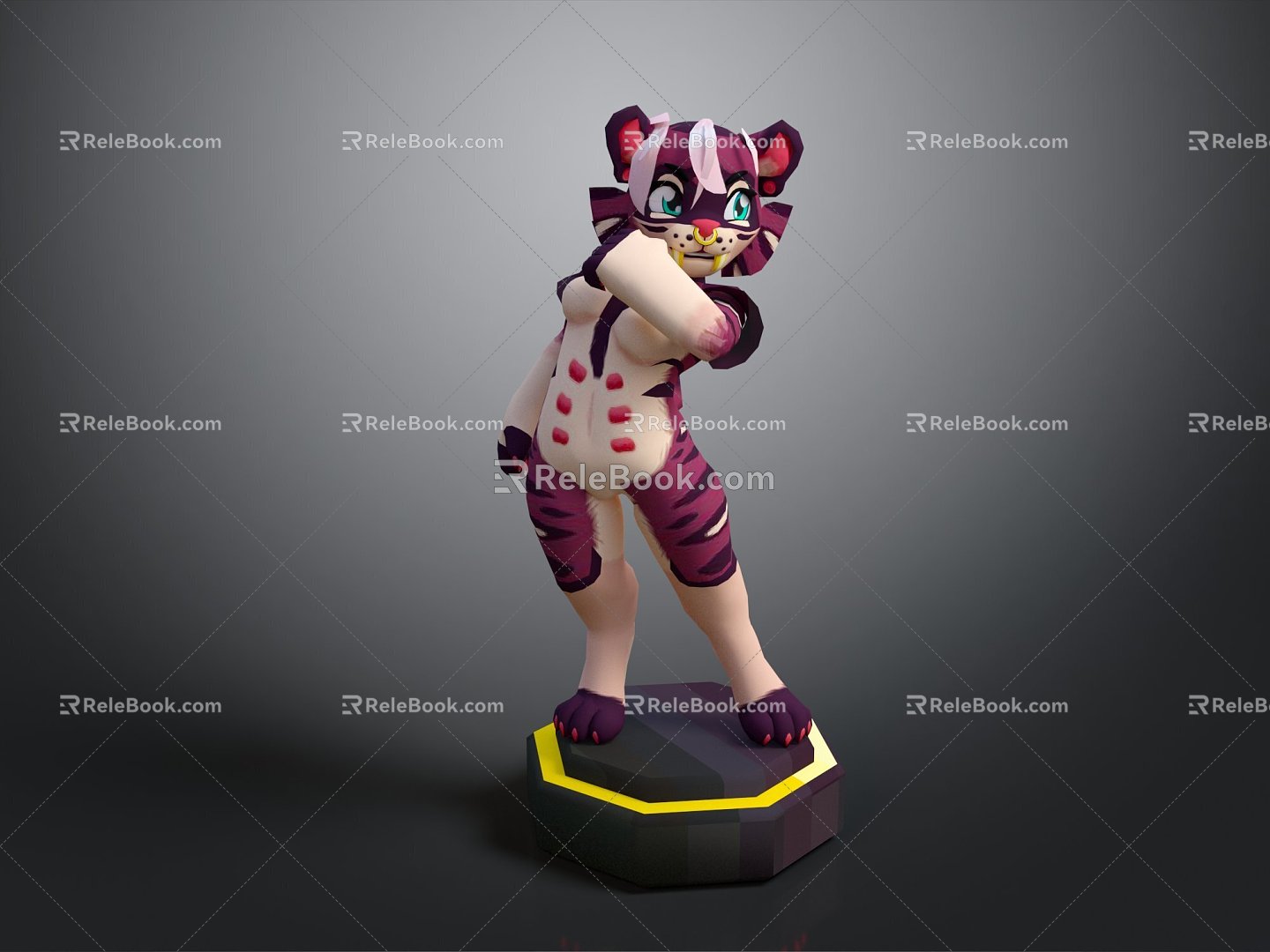 Modern game character tiger cartoon tiger anime tiger 3d model