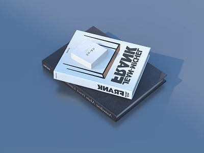 Modern Stacked Books With FLAVOR Title And Black White Cover Design 3d model