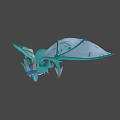 Turquoise Dragon Game and Movie Character With Wings White Underbelly Standing Pose