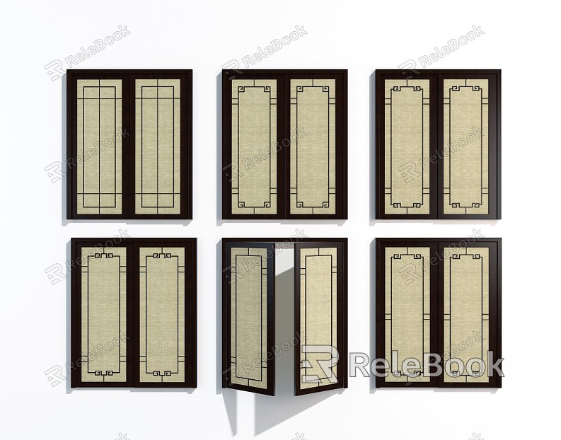 Chinese-style casement windows and doors model