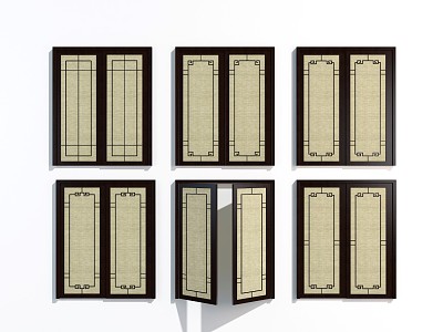 Chinese-style casement windows and doors model