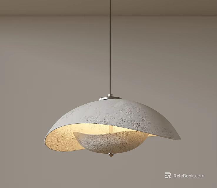 Modern Elegant Pendant Light With White Textured Shade And Warm Illumination Glow 3d model 