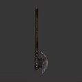 Vintage Medieval Weapon With Long Wooden Handle And Sharp Metal Blade