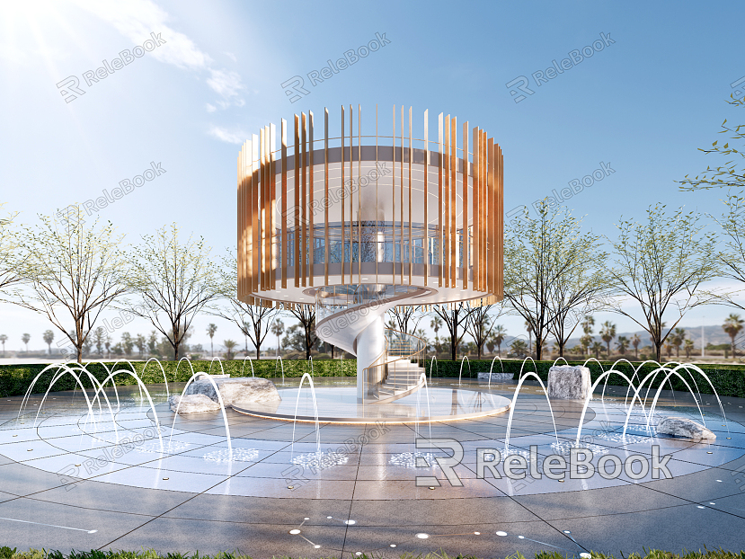 Modern Viewing Deck Park Plant Labyrinth Rotating Stairs Twelve Constellation Theme Viewing Tower Viewing Pavilion Landscape Structures model