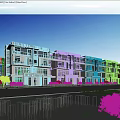 Modern Townhouse Exterior Design With Balconies Windows And Landscaped Gardens