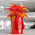 Chinese New Year Photo Spot With Red Orange Feather Firework Installation In Mall
