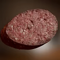 Juicy Red Oval Shaped Cooked Meat Piece Highlighted On Dark Background 3d model