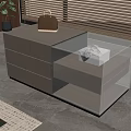 Modern Interior Side Table With Glass Top Drawers And Storage Space 3d model