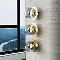 Modern Wall Lamps Mounted on Textured Wall with Large Window and Natural Landscape View