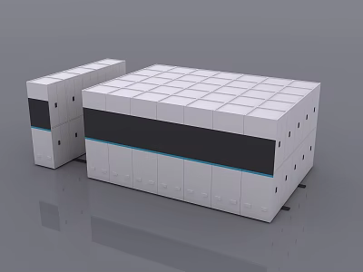 Modern Modular Laboratory Structure With White Panels And Black Stripe Design 3d model