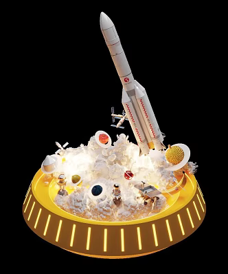Rocket Launch Scene 3d model