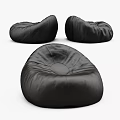 Three Black Leather Bean Bag Chairs For Comfortable Modern Living Space 3d model