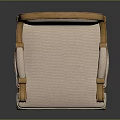 Elegant Classic Beige Upholstered Chair With Wooden Armrests And Curved Legs