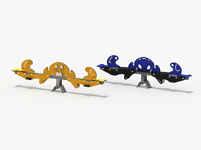 Colorful Playground Seesaw Equipment Yellow And Blue Kids Outdoor Play Structures 3d model